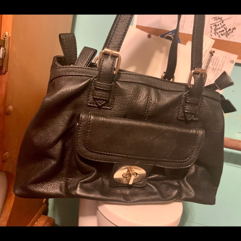 Chenson Black 3 Section Purse Pretty Floral Lining